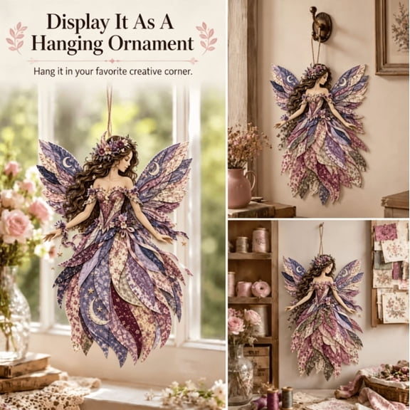 Flower Fairies Patchwork DIY Kit 1pc, Make Winged Cloth Fairy Dolls, Handmade Sewing Craft Kit, Fabric Fairy Doll Making Set, Creative Home Decor Gift for Craft Lovers (Green),Purple A8