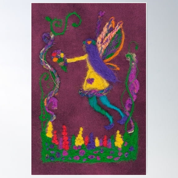 Flower Fairy Felt Art Poster Wall Art, Modern Wall Decor For Living Room Bedroom, 8x12 UNFRAMED