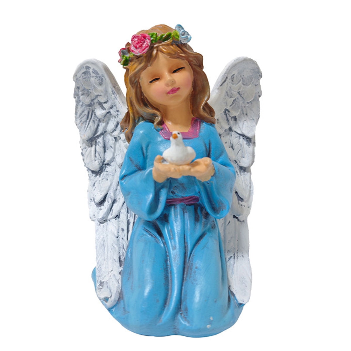 Flower Fairy Holding Bird Garden Ornament-Vintage Resin Fairy Statue, Waterproof Outdoor Sculpture for Yard, Balcony, Patio & Home Decor-Handmade Fairy Figurine for Lawn, Courtyard & Living Room