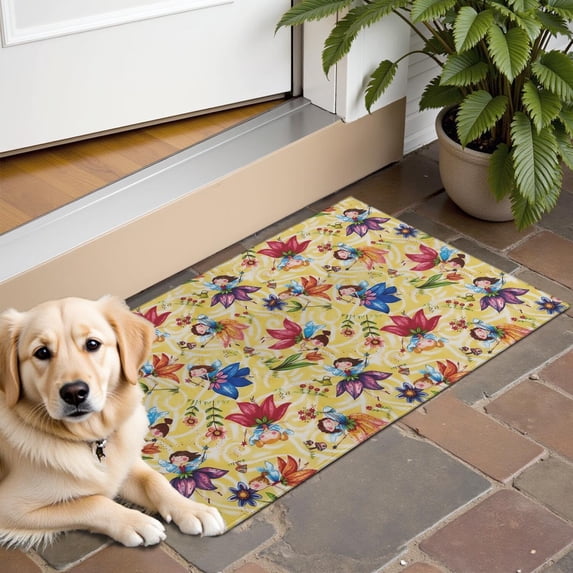 Flower Fairy Princess Pattern Door Rugs,Washable Non Slip Door Mats Indoor,Decorative Door Mats,Entry Mat Indoor for Entrance,Bedroom,Kitchen,Bathroom,16"x24"