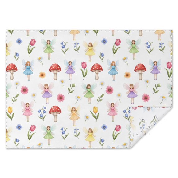 Flower Fairy Princess Pattern Rectangle Tablecloth 60"x84",Waterproof Polyester Rectangle Table Cloth, Wipeable Spillproof Polyester Tablecloth for Dining, Camping, Indoor and Outdoor