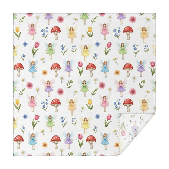 Flower Fairy Princess Pattern Square Tablecloth,Waterproof Square Table Cover,Wipeable Spillproof Washable Table Cover for Home Kitchen Party Decor 60"x60"(152x152cm)