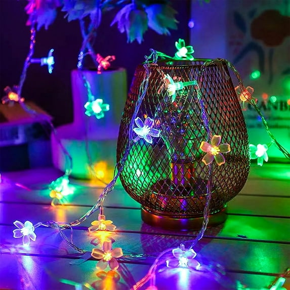Flower Fairy String Lights, 33ft 100 LED Cherry Blossom Plug in Easter Christmas Tree Hanging Décor Lamp, Garden Bedroom Indoor Decorations for Fence, Wedding Birthday Party (Multicolor)