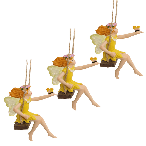Flower Fairy Swing Statue Outdoor Garden Sculpture Creative Hanging Fairy Figurine for Patio and Landscape Resin Crafts Swing Statue for Lawn Yard Patio Windowsill Garden Gifts(3)