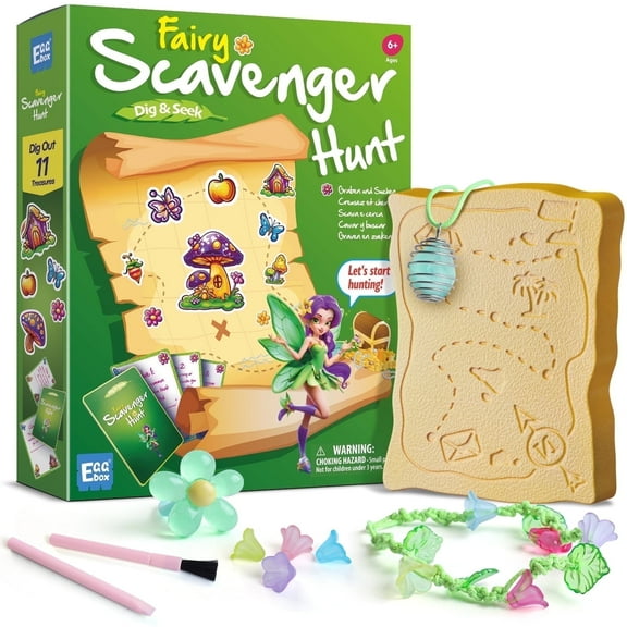 Piano Potato Flower Fairy Scavenger Hunt Dig Kit - Treasure Dig Kit Arts & Crafts, STEM Educational Toy with Clue Cards, Gemstone Dig Kits & DIY Jewelry Making Kits for Kids 6  - Ideal Gift for Girls