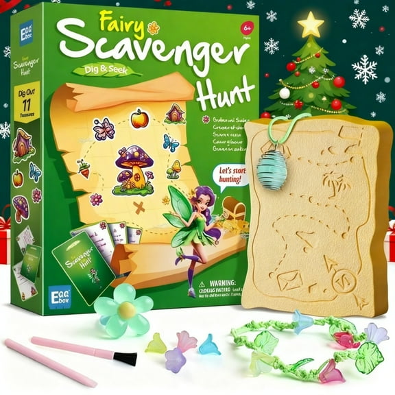 Piano Potato Flower Fairy Scavenger Hunt Dig Kit - Treasure Dig Kit Arts & Crafts, STEM Educational Toy with Clue Cards, Gemstone Dig Kits & DIY Jewelry Making Kits for Kids 6  - Ideal Gift for Girls