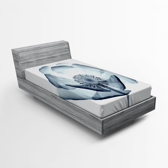 Ambesonne Teal White Fitted Sheet, Complex Nature Theme, Twin Size, Teal White