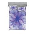 thumbnail image 1 of Flower Fitted Sheet & Pillow Sham Set, Blossoming Petals Pattern Watercolor Effect Floral Design, Decorative Printed 6 Piece Bedding Decor Set, Full, Purple Dark Purple, by Ambesonne, 1 of 3