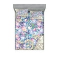 thumbnail image 1 of Flower Fitted Sheet & Pillow Sham Set, Colorful Hydrangeas Romantic Baroque Swirls Art Nouveau Inspired Design Print, Decorative Printed 6 Piece Bedding Decor Set, Full, Lilac and Cream, by Ambesonne, 1 of 3