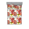 thumbnail image 1 of Flower Fitted Sheet & Pillow Sham Set, Floral Ornament with Digital Watercolor Gerbara Art Floursih Print, Decorative Printed 3 Piece Bedding Decor, Calking, Dark Salmon Grey and Mustard, by Ambesonne, 1 of 2
