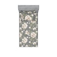 thumbnail image 1 of Flower Fitted Sheet & Pillow Sham Set, Grunge Inspired Spring Flower Illustration With Leaves on Weathered Back, Decorative Printed 2 Piece Bedding Decor, Twinxl, Peacock Green Cream, by Ambesonne, 1 of 1