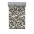thumbnail image 1 of Flower Fitted Sheet & Pillow Sham Set, Leaves and Blossoming Petals of a Spring Garden Flourishing Ornaments, Decorative Printed 3 Piece Bedding Decor, Calking, Grey Pink and Sage Green, by Ambesonne, 1 of 2