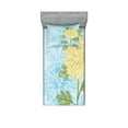 thumbnail image 1 of Flower Fitted Sheet & Pillow Sham Set, Yellow Flower Chrysanthemum on a Blue Abstract and Romantic, Decorative Printed 4 Piece Bedding Decor Set, Twinxl, Pale Yellow Olive Green, by Ambesonne, 1 of 3