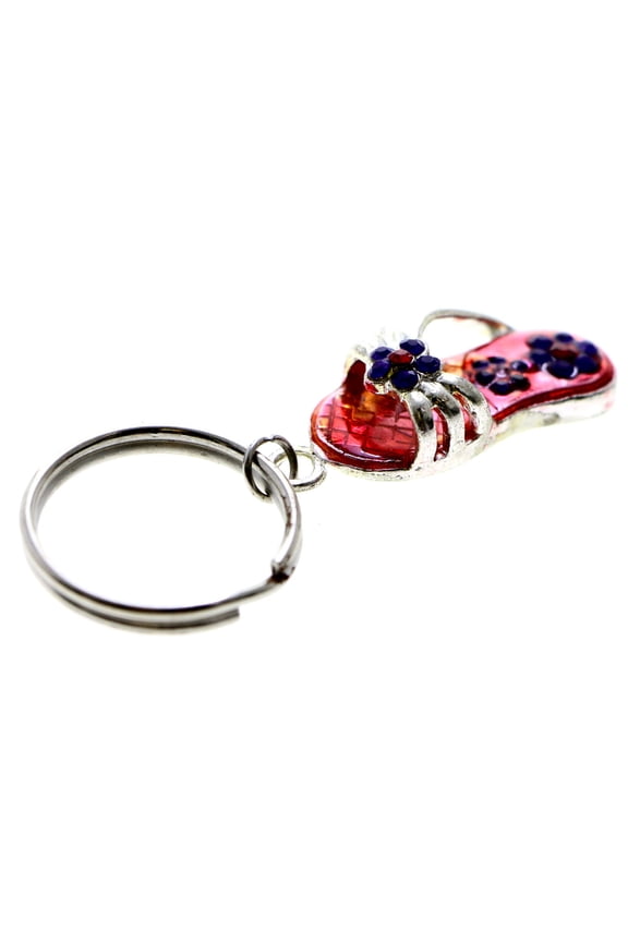 Flower Flip-Flop Split-Ring-Keychain Red/Purple