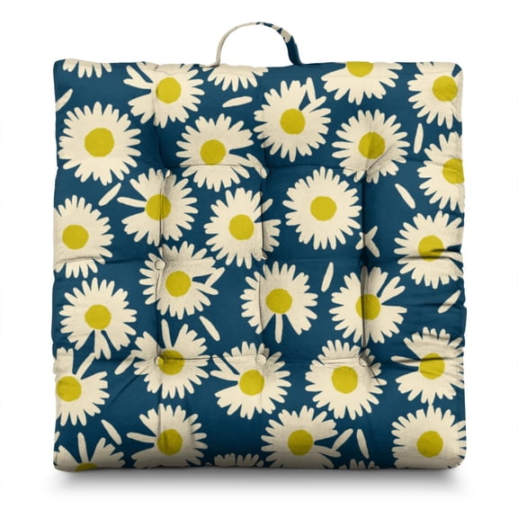 Flower Floor Cushion 22x22 Inch Square Pillow, Boho Daisy Aesthetic, Lightweight & Portable for Meditation & Living Room