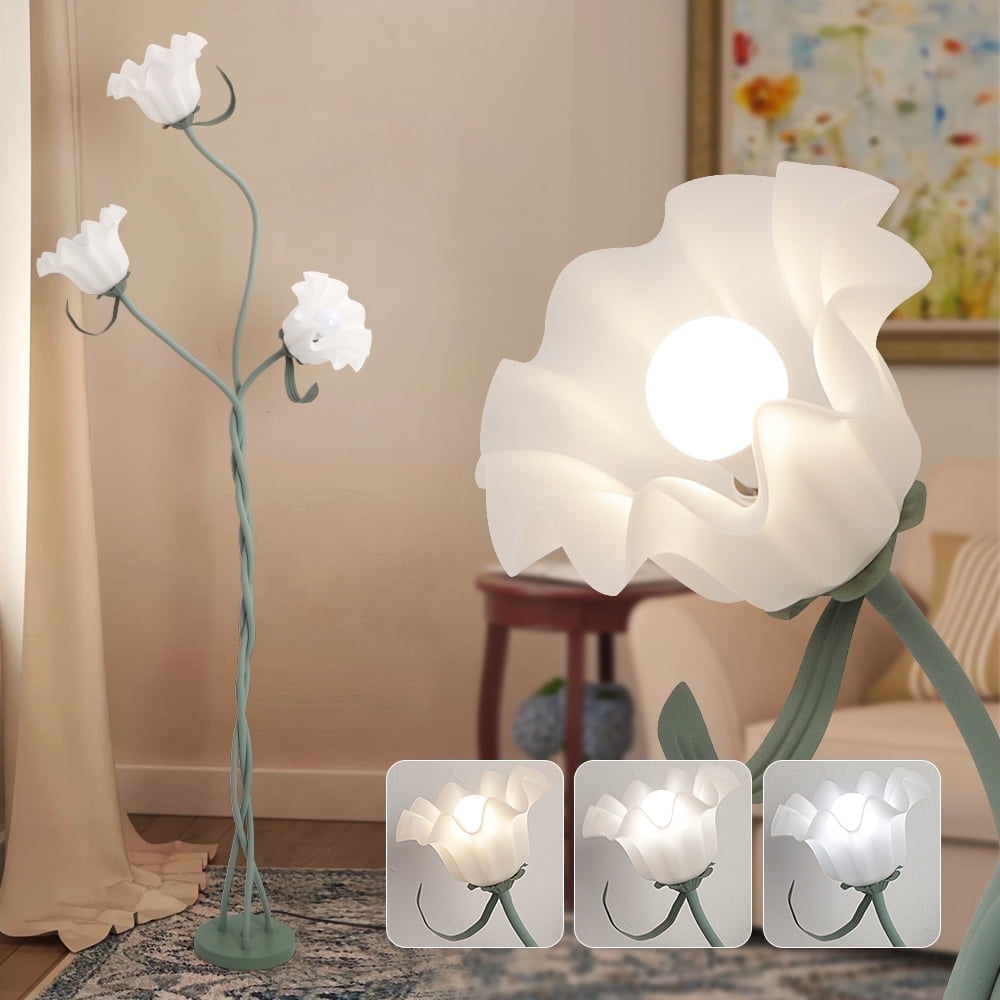 Elinkume Flower Floor Lamp, Modern 3-Head Lamp, 60 Watt 40*40*170cm (bulb not included)