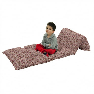 Flower Floor Pillow Lounger Cover, Floral Pattern with Roses Twig Warm Colors Flower Arrangement Bouquets, Nap Mat Printed Fabric Case for 5 Pillows, 88" x 27", Tan Pink Dark Green, by Ambesonne