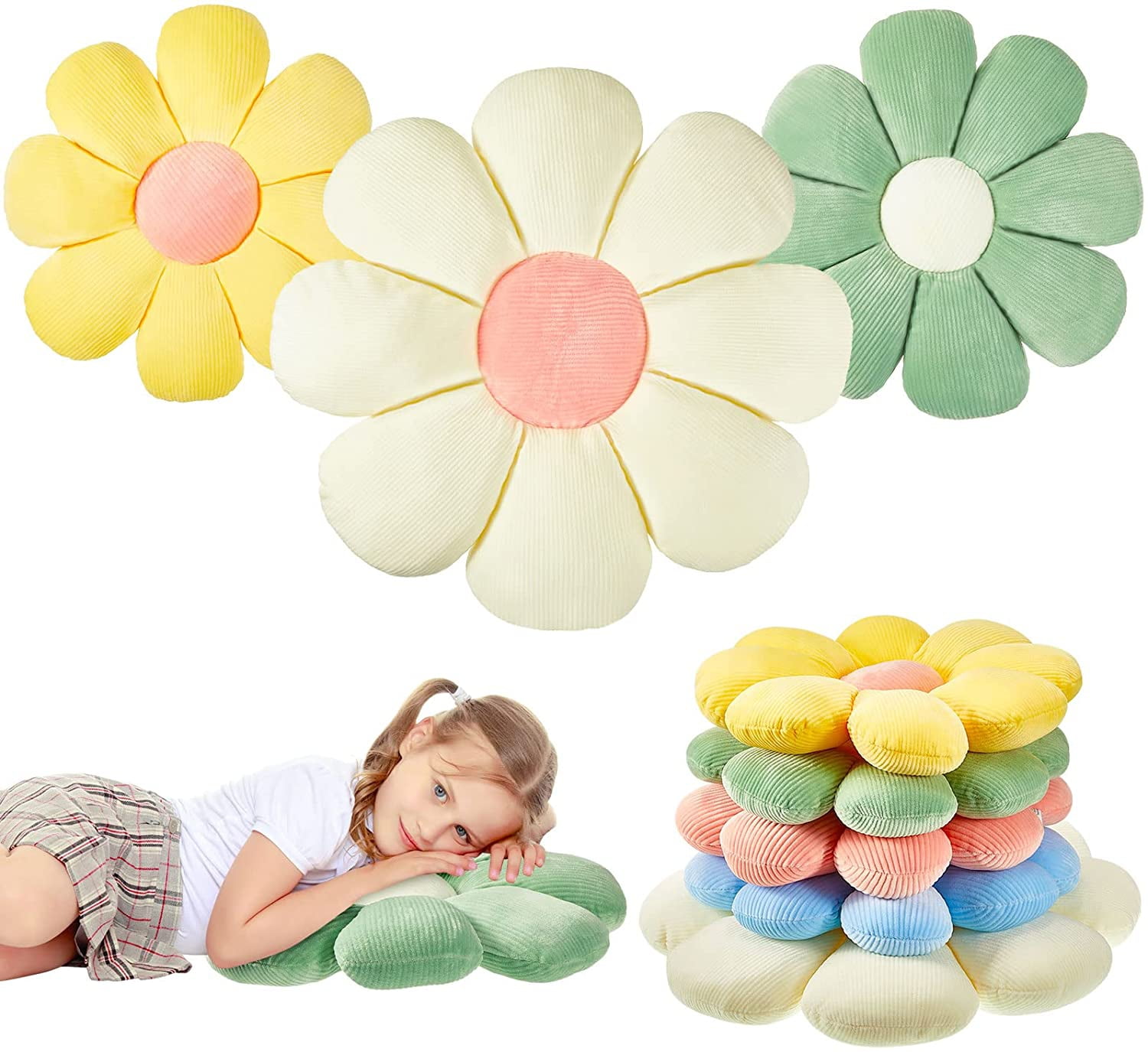 Flower Floor Pillow Seating Cushion - Cute Room Decor for Girls, Teens ...