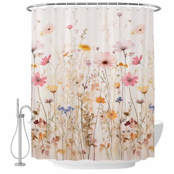 Flower Floral Fabric Shower Curtain Vintage Floral Washable Shower Curtains for Bathroom, Waterproof Bath Curtain with Hooks Home Decor 72x72in