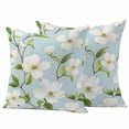 thumbnail image 1 of Flower Floral Outdoor Waterproof Pillow Covers, Country Branch Leaves Watercolor Blue Decorative Square Throw Pillowcase Sofa Cushion Sham for Patio/Couch/Chair, 20"x20" 2 Pack, 1 of 8