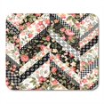 thumbnail image 1 of Flower Floral Patchwork Pattern Roses Quilt Zag Zig Abstract Black Mousepad Mouse Pad Mouse Mat 9x10 inch, 1 of 3