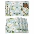 thumbnail image 1 of Flower Floral Placemats Set of 6 Country Branch Leaves Watercolor Blue Place Mats Indoor Wipeable Table Mats Washable Cloth Dining Table Placemats for Kitchen Holiday Party Home Decor 13x19 Inch, 1 of 9