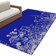 thumbnail image 1 of Flower Floral Plant Area&nbsp;Rug 4x6ft Blue Background Non-Slip&nbsp;Washable Square&nbsp;Rugs Soft Felt Indoor Floor Mat for Bedroom Kitchen Living Room Bathroom, 1 of 9