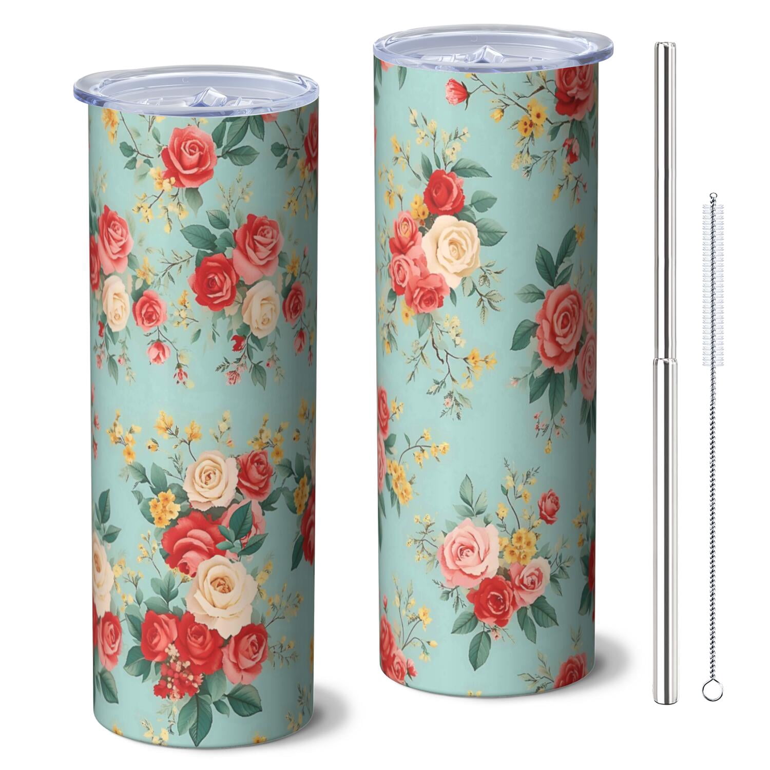 Flower Floral Print Pattern Insulated Lunch Bag for Women and Men, Large Portable Soft Cooler Tote, Thermal Food Storage Bag with Pearl Cotton, 8.66L, 8.75"x5.75"x9.5"