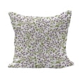 thumbnail image 1 of Flower Fluffy Throw Pillow Cushion Cover, Floral Pattern Wild Berries Ornamental Curvy Branches Foliage Fruits Botanic, Decorative Square Pillow Case, 28" x 28", Purple Green White, by Ambesonne, 1 of 5