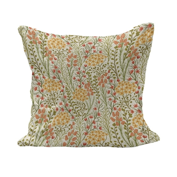 Flower Fluffy Throw Pillow Cushion Cover, Leaves Flowers Old Vintage Ivy Design with Plants Nature Theme Retro Art Print, Rectangle Accent Pillow Case, 36" x 16", Multicolor, by Ambesonne