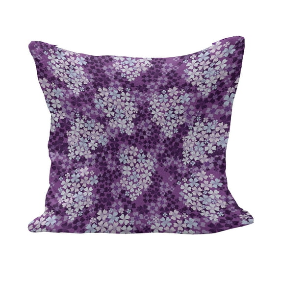 Flower Fluffy Throw Pillow Cushion Cover, Lilacs Illustration Greenery Field Freshness Hydrangea Design, Decorative Square Accent Pillow Case, 26" x 26", Pale Blue Purple White, by Ambesonne