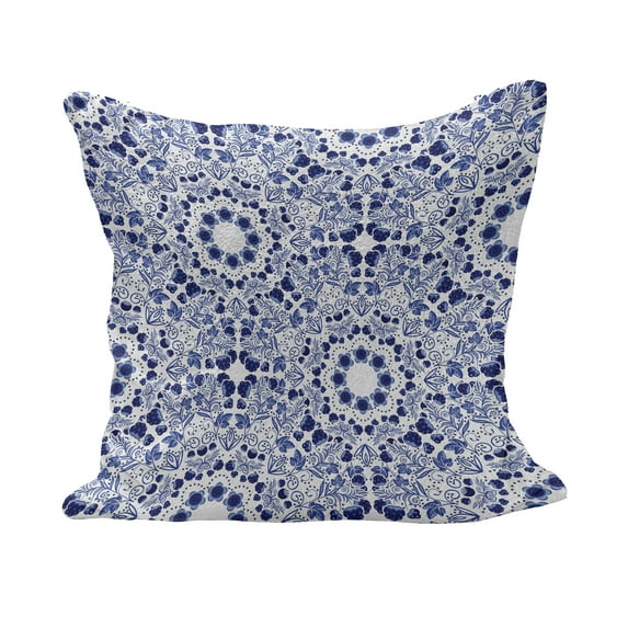 Flower Fluffy Throw Pillow Cushion Cover, Middle Eastern Swirl Petals with Ottoman Folk Art Effects Boho Design, Decorative Square Accent Pillow Case, 28" x 28", Blue, by Ambesonne