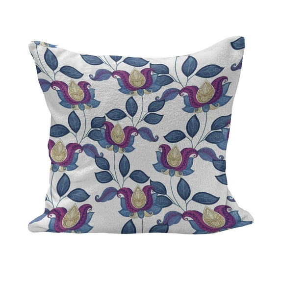 Flower Fluffy Throw Pillow Cushion Cover, Vintage Vibrant Blossoms Tulip Eco Bouquet Shabby Form Art Print, Decorative Square Accent Pillow Case, 28" x 28", Blue Violet Grey, by Ambesonne