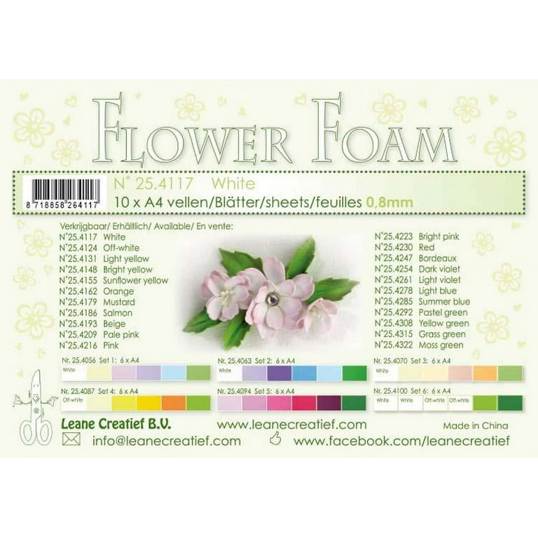 Leane Creatief Flower Foam 10 A4 Sheets - Yellow Green