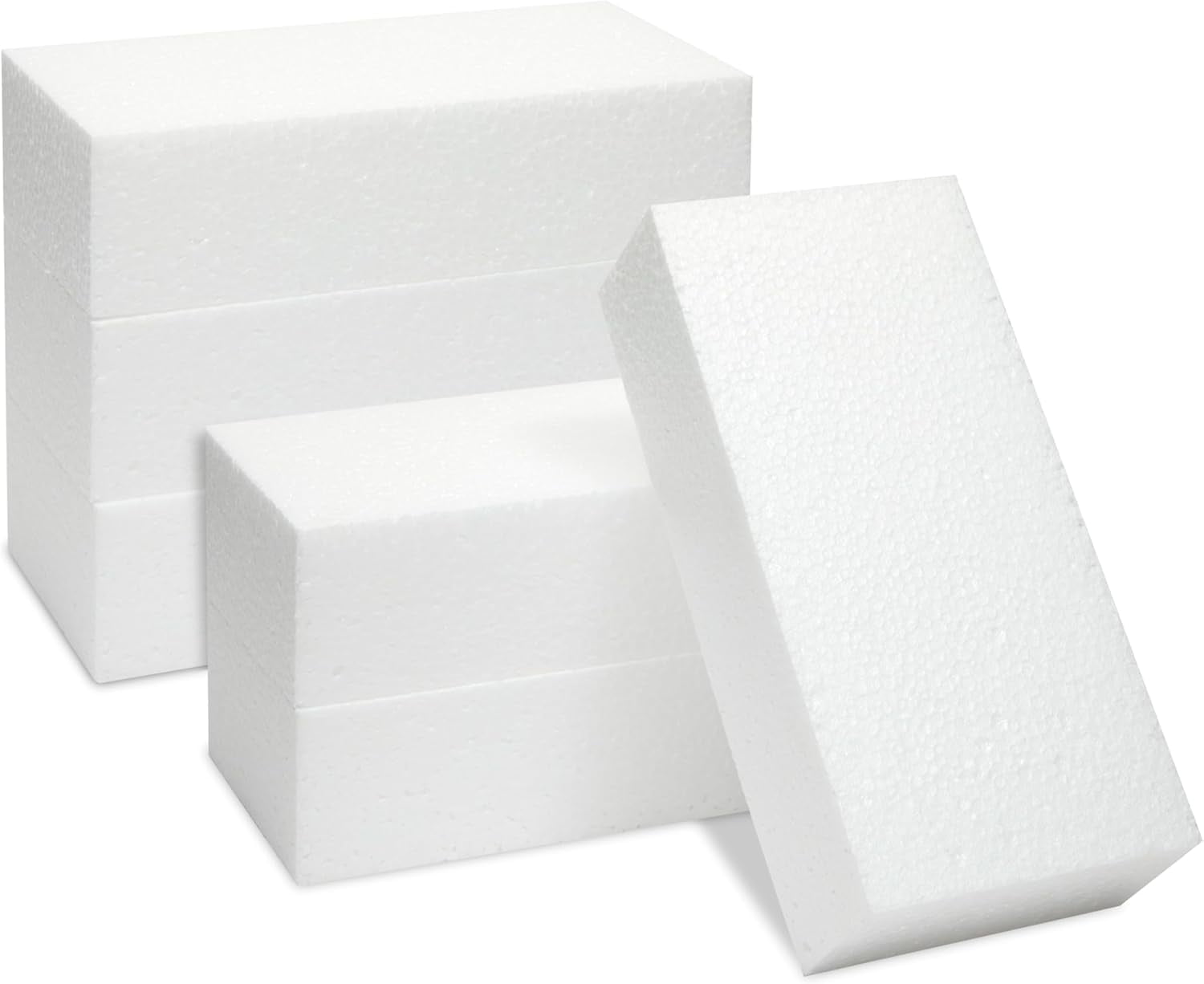 Flower Foam Craft Blocks - White 6-Pack, 8 x 4 x 2 in - Blocks for Flower Arrangements, Packing Foam and DIY Craft Supply
