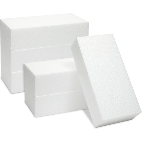 Flower Foam Craft Blocks - White 6-Pack, 8 x 4 x 2 in - Blocks for Flower Arrangements, Packing Foam and DIY Craft Supply