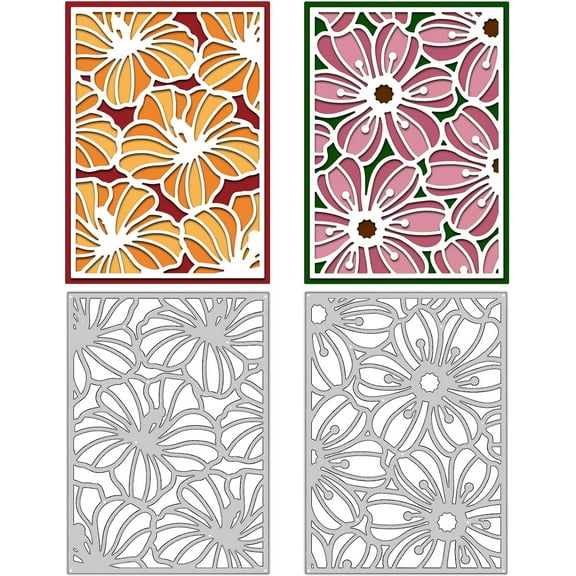 Flower Frame Metal Die Cuts Flower Frame Cut Dies Metal Stencils for Card Making DIY Etched Craft Dies Album Card Making Cutting Dies DIY Album Card Making Decor CraftStainless Steel Color