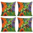 thumbnail image 1 of Flower Frog Linen toss pillowcase Decoration pillowcase Gift preferred 18x18" Cushion cover 4 set Sofa pillowcase Sofa bedroom living room car, 1 of 5