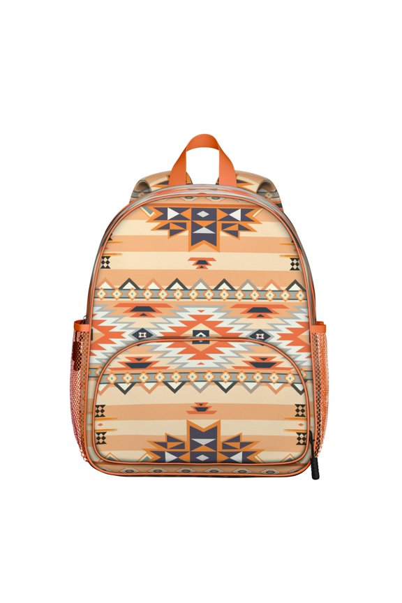 Flower & Frog Print Durable School Backpack - Spine-Friendly Breathable Design with Large Front Pocket & Mesh Side Pockets for Teens