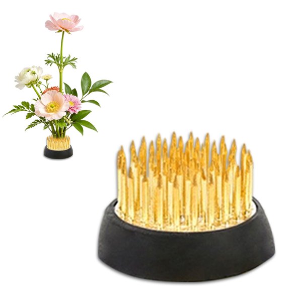 Flower Frog, Round Stainless Flower Frog Ikebana Floral Pin Holder, with Non-slip Rubber Base, Sharp Pins, Rust Resistant, for DIY Flowers Craft Plant Decoration Fixation Vases Centerpieces, XS Size