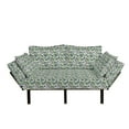 thumbnail image 1 of Flower Futon Couch, Ornate Retro Style Blossoms in Different Colors with Green Leaves Pattern, Daybed with Metal Frame Upholstered Sofa for Living Dorm, Loveseat, Multicolor, by Ambesonne, 1 of 4