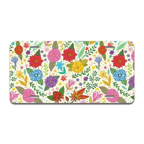 Flower Garden Aluminum License Plate| License Plate 12" X 6" Fits Any Car, Truck, SUV, RV, or Trailer | Made in The USA