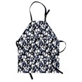 thumbnail image 1 of Flower Garden Apron Vintage Blossoming Plant Leaves Silhouettes Floral Corsage Artwork, Unisex Kitchen Bib Apron with Adjustable Neck for Cooking Baking Gardening, Black White Dimgrey, by Ambesonne, 1 of 3
