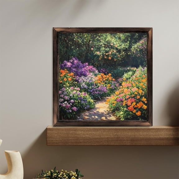 Flower Garden Blossom Path Floral Wooden Sign Wall Plaque - Vintage Art Decoration, Wall Decoration - Ideal Gift For Home Decoration, Living Room, Bathroom, Bedroom, Garden, Dining, Bar, Cafe, Fest