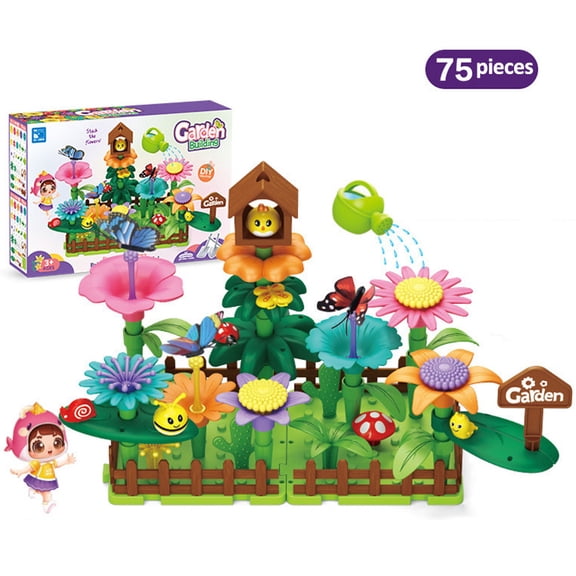 Flower Garden Building Set for Girls Toys, Educational Activity Toy and Preschool Garden Play Set for Toddlers, Upgrade DIY Garden Flower Building Blocks, Gifts for 3 4 5 6 7 Year Old Girl