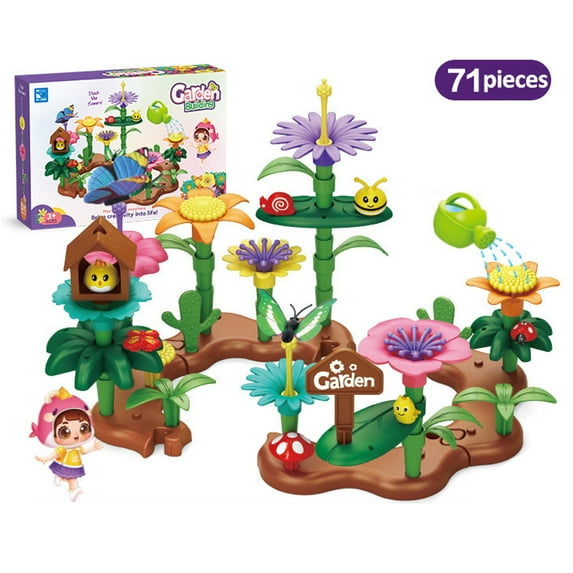 Flower Garden Building Set for Girls Toys, Educational Activity Toy and Preschool Garden Play Set for Toddlers, Upgrade DIY Garden Flower Building Blocks, Gifts for 3 4 5 6 7 Year Old Girl