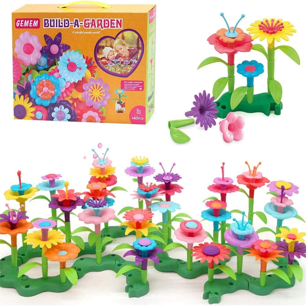 DIY Flower Garden Building Toys, Growing Flower Blocks Playset for Kids,  Preschool Educational Set for Age 3-7 Years Boys Girls