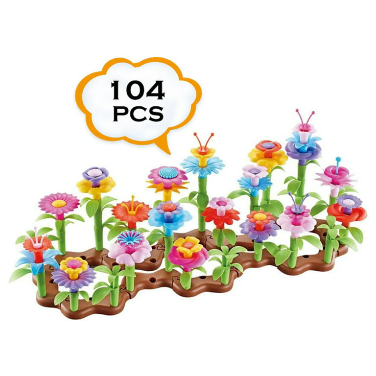 Flower Garden Building Toys Set, 104 Pcs Flower Build Blocks Pretend  Gardening Blocks Creative Bouquet Art Crafts Floral Arrangement Playset