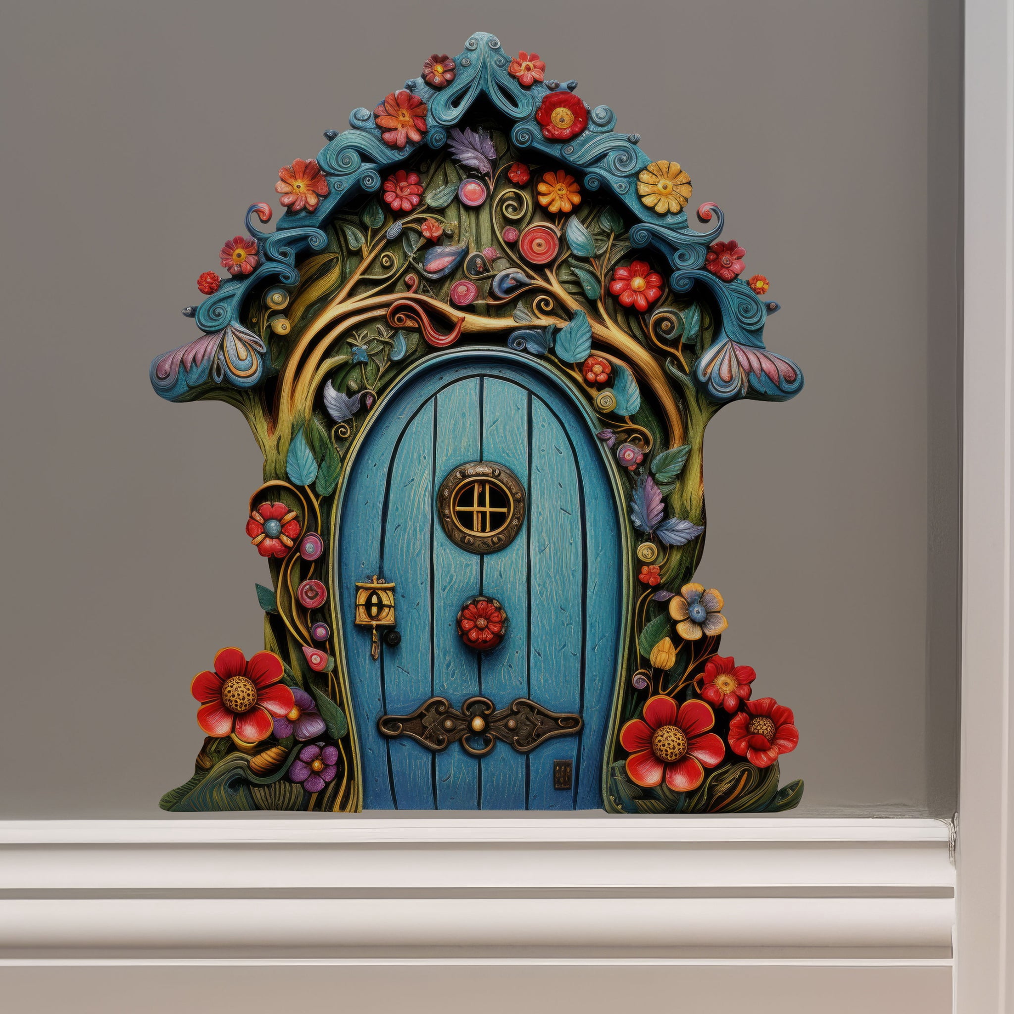 Flower Garden Fairy Door - Fairy Door 3D Wall Sticker - Walmart.com
