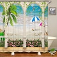 thumbnail image 1 of Flower Garden Shower Curtain Tree Landscape Outdoor Balcony Scenery European Bathroom Cur, 1 of 5
